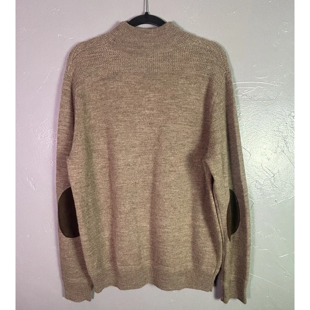 J.Crew Sweater Men's XL Tan Classic 100% Merino Wool Long Sleeve 1/4-Zip
